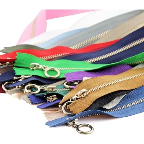 3# 2pcs close-end 15/20/30/40cm rose gold slider metal copper zippers for bags shoes garment DIY