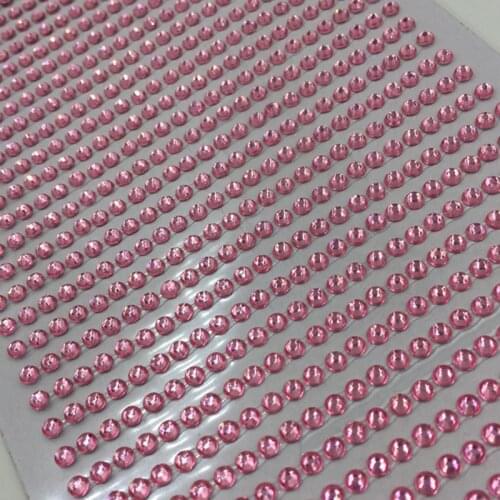 3mm 750pcs/set pink rhinestone DIY Crystal Stickers for car phone laptop mp3 mirror acrylic steering wheel sticker