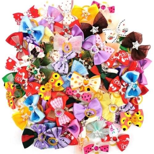 10/20/30pcs Pet Bows Dog Hair Bows for Yorkshirk Small Dogs Hair Accessories Grooming Bows Rubber Bands Dog Bows Pet Supplies