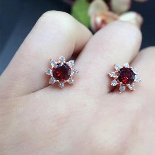 Free shipping Perfect Jewelry natural and real garnet 5mm*5mm 925 sterling silver