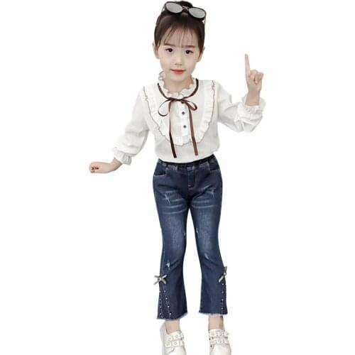 Girls Clothes Blouse + Jeans Girl Clothes 2021 Newest Girl Clothing Casual Style Childrens Costume 6 8 10 12 14
