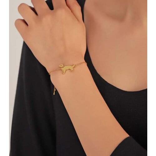 Cxwind Golden Retriever Dog Shaped Charm Bracelet Minimal Bracelet Dog Pet lover Cat Lover Bracelets Jewlry Dainty Pulsera