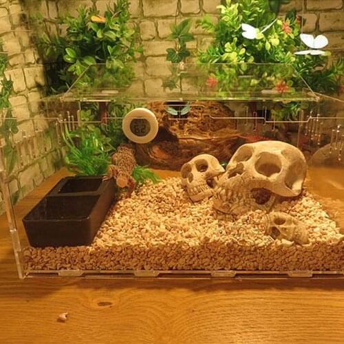 Black Plastic Reptiles Water Food Box Terrarium For Feeding Breeding Insect Turtle Pet