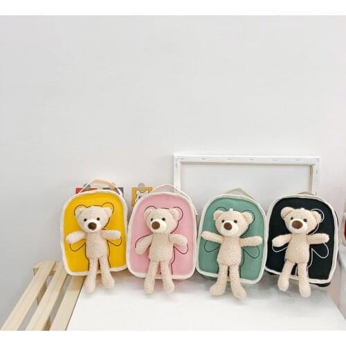 Cute Plush Bear Children Bag New Backpack Net Red Small Backpack Tide Boys and Girls Student School Bag