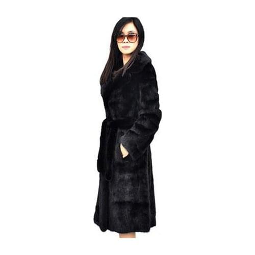 Long WomensSlim Mink Fur Jacket Casual Leather Grass Faux Fur Overcoats Large Size Winter Autumn Coats Lady Fur Jackets J1648-16