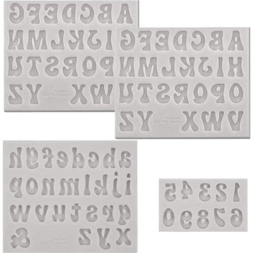 4 Pieces Letters Molds and Numbers Molds, Silicone Alphabet Fondant Molds for Chocolate Covered Strawberries, White