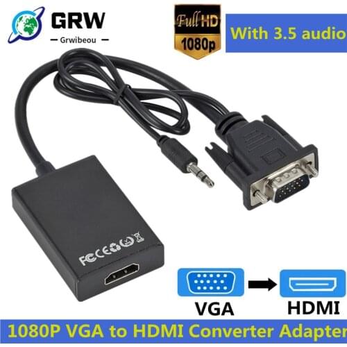 Full HD 1080P VGA to HDMI-compatible Converter Adapter Cable With Audio Output VGA HD Adapter for PC laptop to HDTV Projector