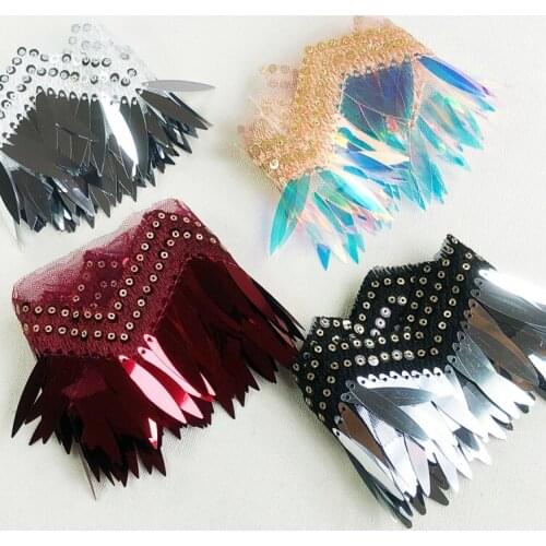 GLace 3 yards /1 piece Lace trim 8cm wide melon seeds laser sequins 3D embroidery handmade costumes dress accessories 0474