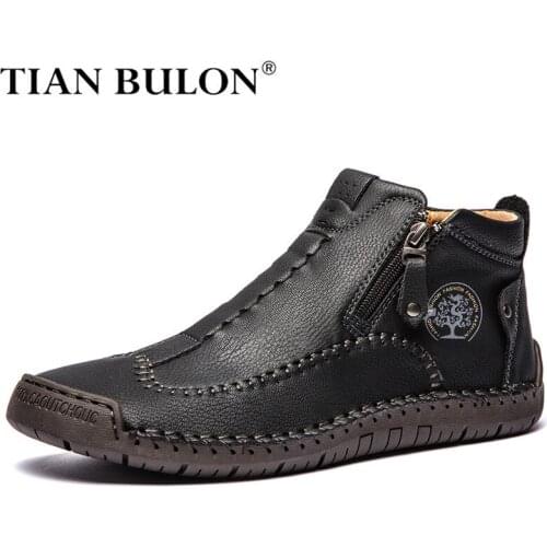 Classic Mens Ankle Boots Lightweight Mens Designer Boots Handmade Men Boots Outdoor Sneakers Leather Work Boots Plus Size 38-48