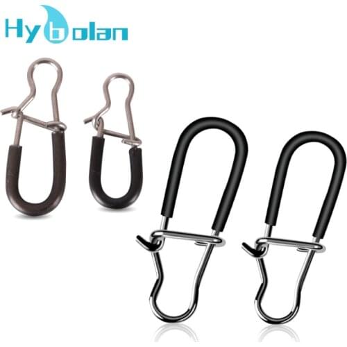 10/20pcs Fast Clip Lock Fishing Connector With leather case Stainless Steel Safety Pin Swivel Tackle Tool for Lures Fishhooks