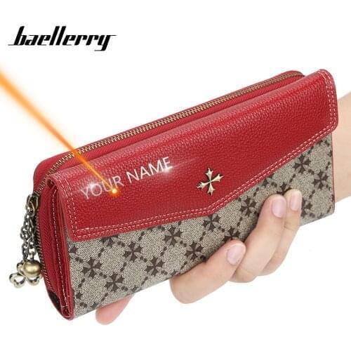 2020 Women Wallets Name Engraving Fashion Long Quality Card Holder Classic Female Purse Zipper Brand Wallet For Women