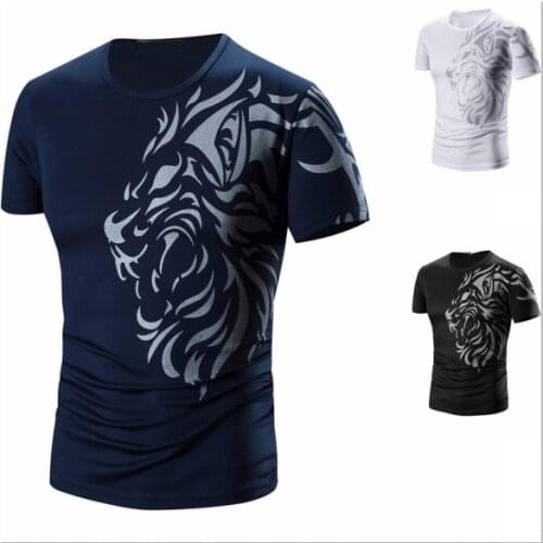 Summer clothes, tattoo printing, quick-drying clothes, mens casual round neck T-shirt