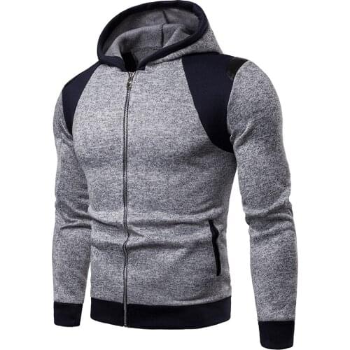 2020 Autumn Spring Men Hooded Sweatshirt Korean Style Slim Plus Size Patchwork Long Sleeves Casual Free Shipping