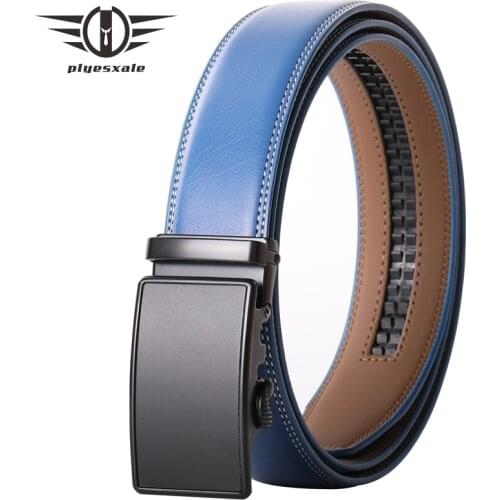 2021 New Strap Male Alloy Automatic Buckle Famous Brand Blue Belt Men Top Quality Genuine Luxury Leather Belts for Men B355