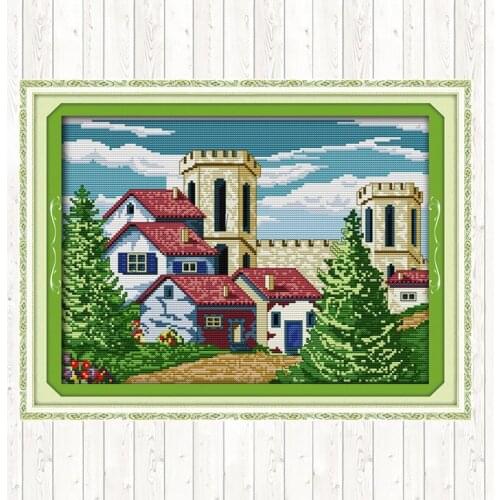Little Castle Embroidery Handmade Needlework Package Cross Stitch Kits Wall Home Decor 11CT 14CT Cross Stitch Set DMC Floss Kits