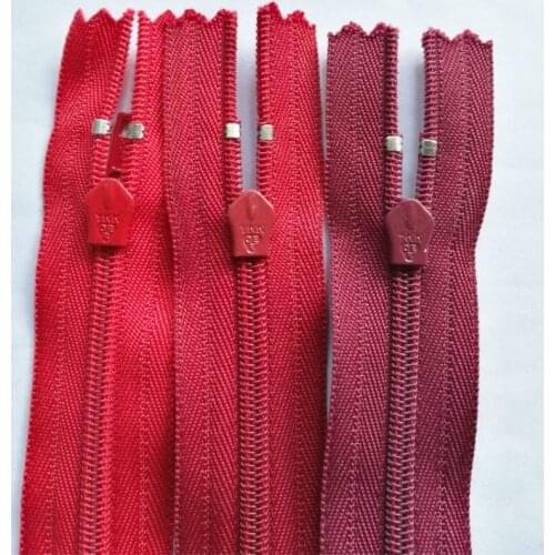 50 Pcs/lot Nylon Ykk Zipper Coil Close-end Fastener Red for Pants Skirt Dress Collar Sewing Accessories Wholesale