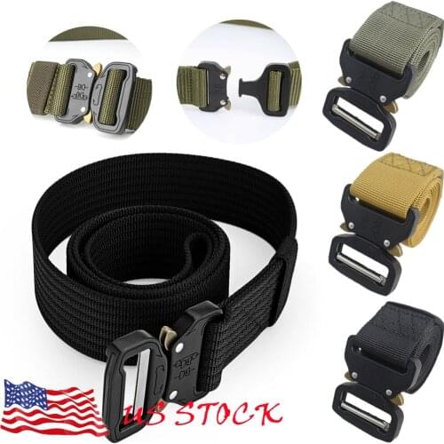 2021 New New Mens Outdoor Tactical Belts Nylon Military Waist Belt with Metal Buckle Adjustable Heavy Duty Training Waist Belt