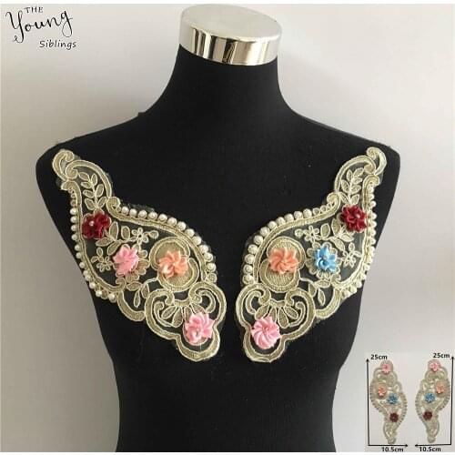New arrive 3D Flower Lace Neckline ABS pearl Sewing DIY Embroidery Lace Collar Wedding Dress Decoration Clothing Accessories
