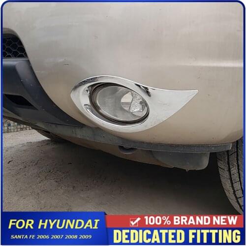 For Hyundai Santafe Santa Fe 2006 2007 2008 2009 Front Foglight Frame Cover ABS Chrome Head Fog Lamp Cover Sticker Auto Parts