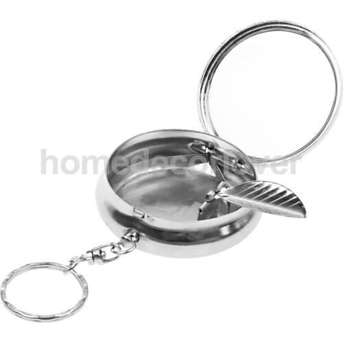 Portable Outdoor Travel Ashtray Stainless Steel Round Shape Ash Tray Ashtray with Keychain