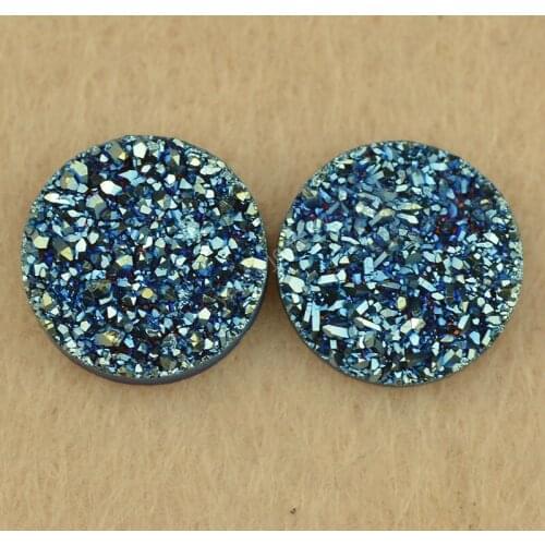 Natural Loose Gem Brazil Druzy Agates Stones plating lolite light blue Cabochons round Wholesale for DIY Jewelry Accessories