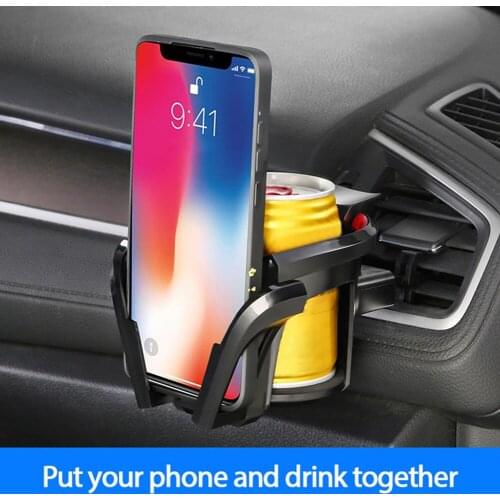Car Air Vent Mount 2 In 1 Cup Holder Phone Mount Adjustable Charger Car Phone Holder Smart Infrared Sensor Air Vent Mount