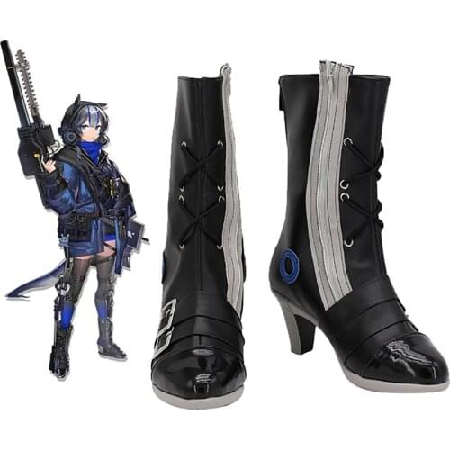 Arknights Glaucus Cosplay Boots High Heel Black Shoes for Unisex
