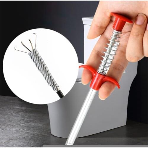 Bendable Steel Wire Sewer Dredge Kitchen Sink Clean Hook Spring Bathroom Hair Dredge Foreign Body Grabber Metal Brush Clean Tool