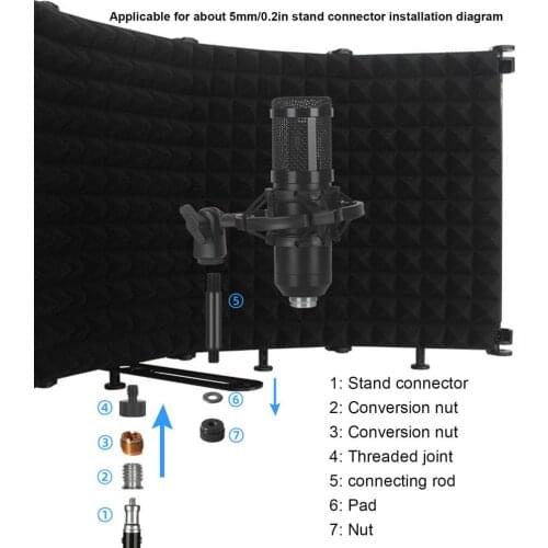 3/5 Panels Adjustable Microphone Isolation Shield Cover Wind Screen Pop Filter Foldable For Studio Mic Recording Soundproofing