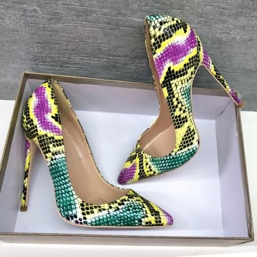 Fashion free shipping women multi color snake python Poined Toe Stiletto high heel pump HIGH-HEELED SHOES Wedding Shoes