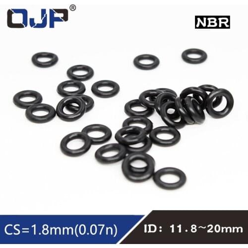 50PCS/lot Rubber Ring NBR Sealing O-Ring 1.8mm Thickness ID11.8/12.5/13.2/14/15/16/17/18/19/20mm Nitrile O Ring Seal Gasket