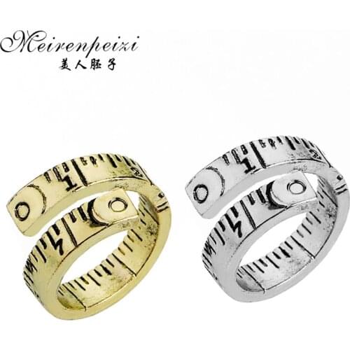 Vintage Jewelry Bronze Silver Measure Ruler Twisted Ring For Women Men Fashion Adjustable Measuring Rings Christmas Gift