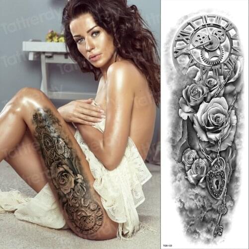 Temporary tattoo sleeves leg women sexy large temporary tattoos mechanical vintage arm sleeve tattoo and body art sticker girl