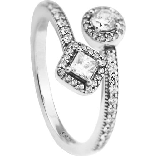 Clear CZ Abstract Elegance Women Rings Jewelry Fine 925 Sterling Silver Ring Jewelry Original Open Rings for Women Jewelry Gifts