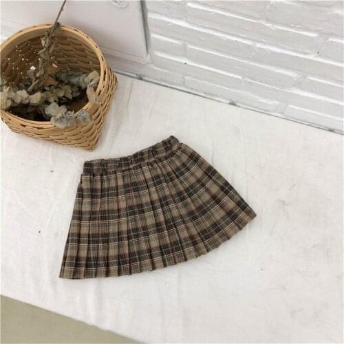 Baby Girl Skirt Casual Plaid Pleated Skirts 2 3 4 5 6 Years Toddler Baby Skirt Elastic Waist Pettiskirt For Girls Korean Skirts