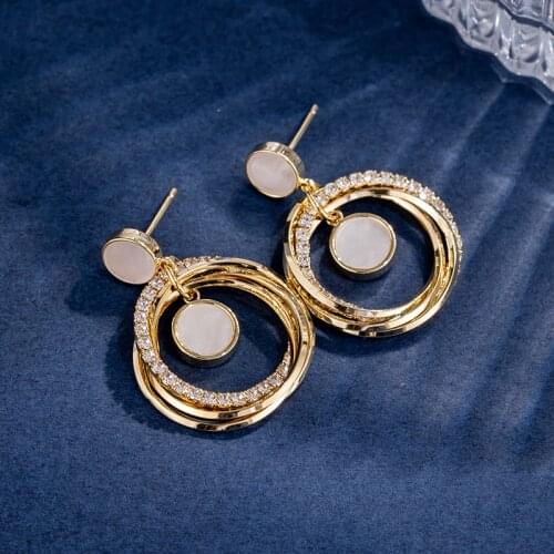 Sense of senior circle earrings stud earrings earrings female temperament of 2021 with the new tide summer silver small pendants