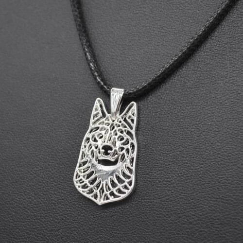 Women Hollow Pet Dog Necklaces Metal Alloy Norwegian Elkhound Pendant Necklaces