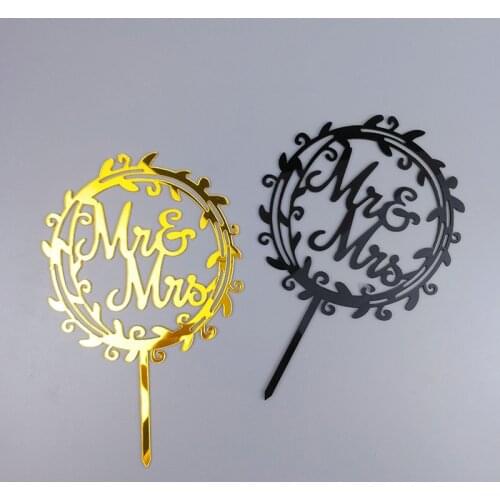 Gold Glitter MR&MRS Acrylic Wedding Cake Topper Bride and Groom Cake Topper For Wedding Valentines Day Party Cake Decorations