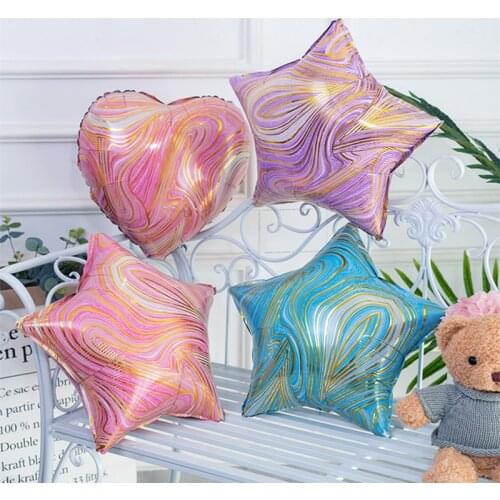 10pcs/18inch agate pattern aluminum five-pointed star heart-shaped balloon birthday party wedding decoration baby shower