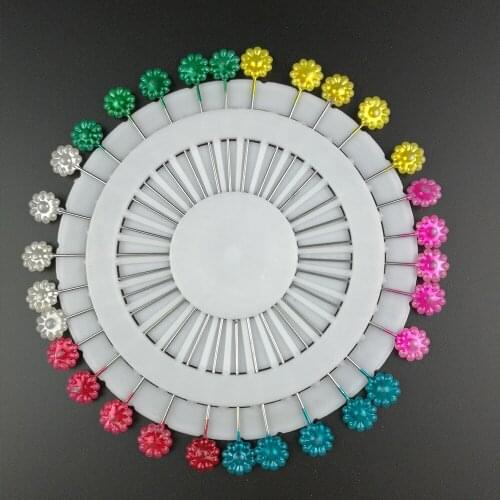 30pcs Cute 5.5cm Mixed Colors DIY Flower Head Pins Round Pearl Head Pins Decorative Sewing Tailoring Dressmaking Pin Needles