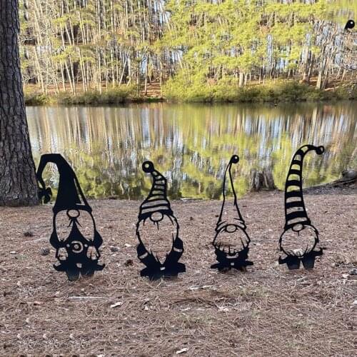 4Pcs Steel Branch Gnomes Decoration Cute Standing Silhouette For Garden Yard Outdoor Sculpture Easter Lawn Home Yard Decor