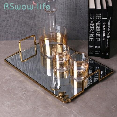 44.5*31*7.5cm Trays Decorative Light Luxury Simple Metal Trays Fashion Home Serving Tray Jewelry Storage Tray