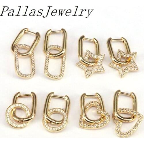 5Pairs Star Round Heart Oval Pave CZ Zirconia Drop Earrings for Woman CZ Dangle Earrings Jewelry