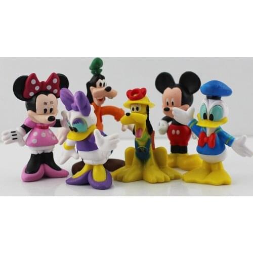 6pcs/lot Cartoon Mickey Minne Goofy Figures Toy Doll Duck Dog Toys For Kids Gifts