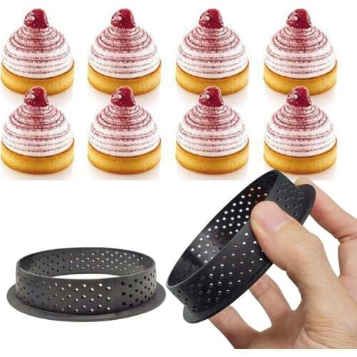 8Pcs/Set Silicone Tart Ring Mold Cake Dessert Bakeware Tools Cutter Round Shape Perforated Decorating Kitchen Baking Tool TW052