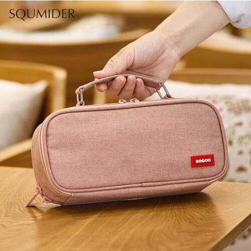 Pencil Case Large Capacity Kawai Kids School Supplies Canvas Double Layer Make up Bag Zipper Bag Student Pouch Stationery Gift