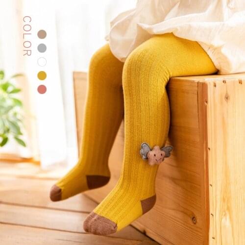 Kids Girls Legging Spring Autumn Todder Baby Elastic Wasit Candy Color Angel Star Decorate Stocking Cotton Pantyhose for 1-7Y