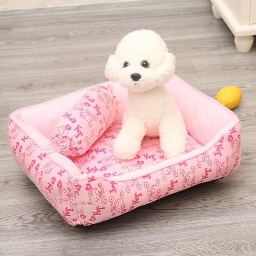Pet Dog House Cartoon Kitty Cat Sleeping Pad Dog Beds for Small Medium Large Dogs Teddy Nest Puppy Sofa Basket With Toy Pillow