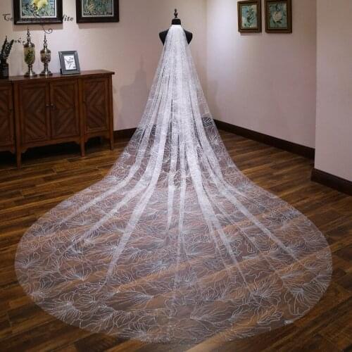 Bridal Accessories Ivory Bridal Veil with Comb 4m Cathedral Wedding Veils Long Velos De Noiva 1 Tier 2020