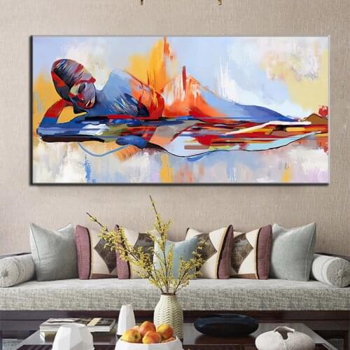 Watercolored Lord Buddha Abstract Oil Painting On Canvas Religious Poster and Print Wall Art Picture For Home Room Decoration